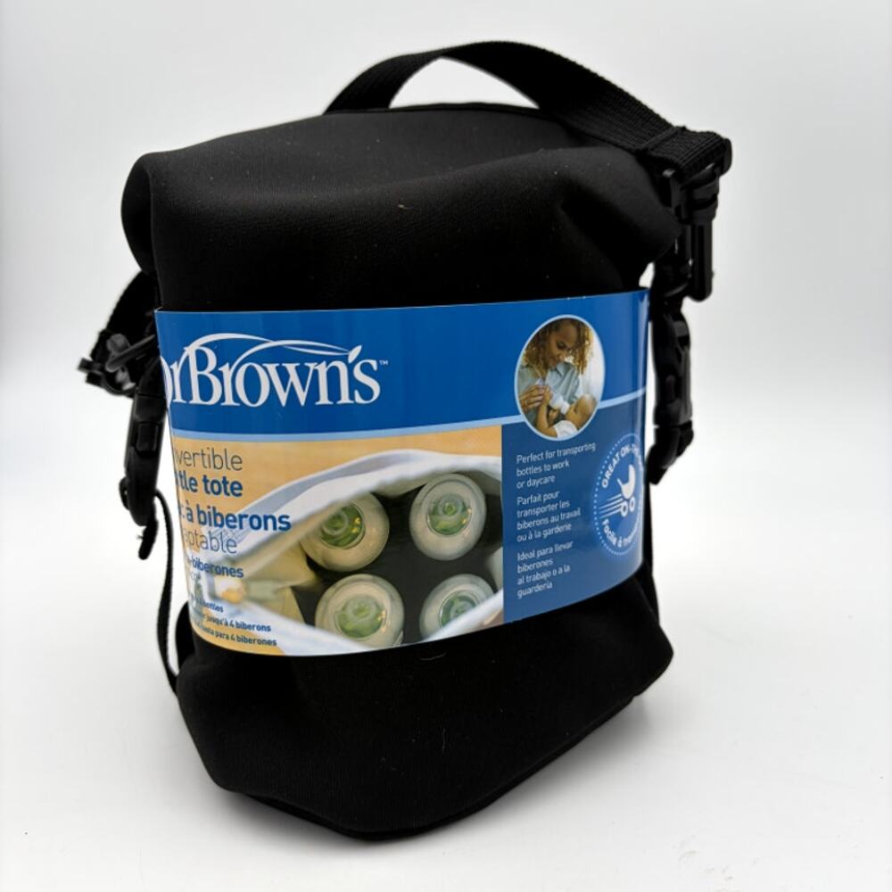 Dr. Brown's Convertible Bottle Tote Black Holds 4 Bottles Ice Pack New